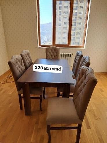stol uzlukleri: Yemək masası dəsti – 6 stul + düzbucaqlı masa - Komplekt: 1 masa və 6 — 1