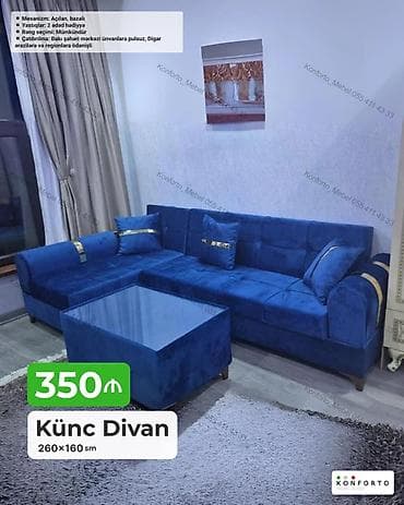 Künc divan – 260×160 sm - Mexanizm: açılan, bazalı (yataq funksiyası — 1