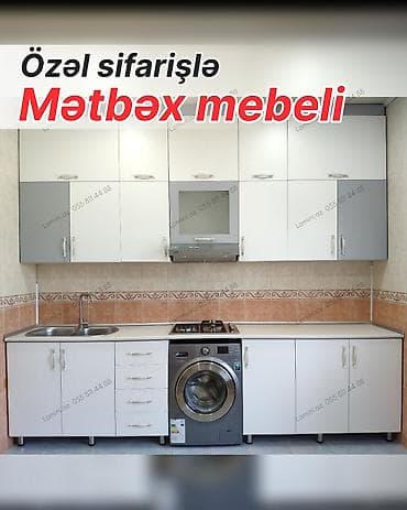 Özəl sifarişlə mətbəx mebeli - Dizayn: Ağ və boz tonlarda, düz xətli lalafo.az -da Özəl sifarişlə mətbəx mebeli - Dizayn: Ağ və boz tonlarda, düz xətli