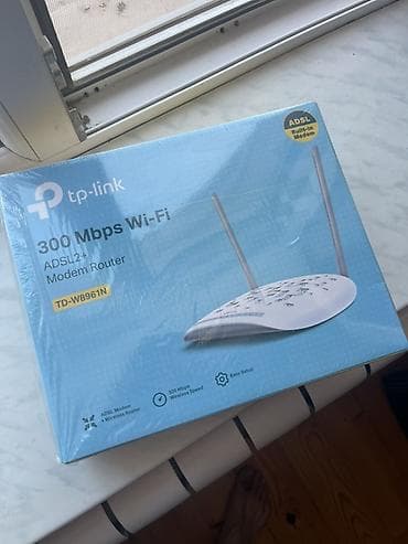 ev telefonlar: TP-Link TD-W8961N ADSL2+ Modem Router - 300 Mbps-ə qədər Wi‑Fi sürəti — 1