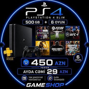 PlayStation 4 Slim oyun konsolu – 500 GB yaddaşla. Paketə daxildir: - lalafo.az -da PlayStation 4 Slim oyun konsolu – 500 GB yaddaşla. Paketə daxildir: -