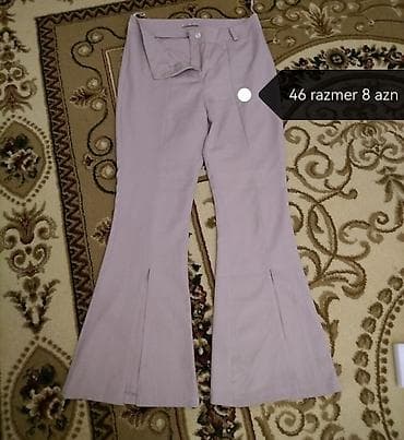 Qadın şalvarı – açıq pudra rəngi - Model: alov ətəkli (bell-bottom)