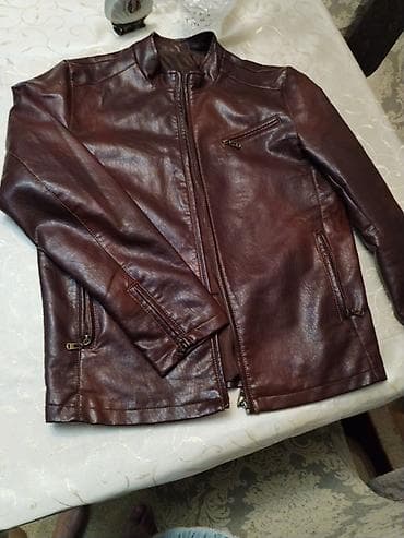 kamaz motor: ZhangYiXin kişi gödəkçəsi – qəhvəyi rəngdə, klassik motosiklet üslublu — 1