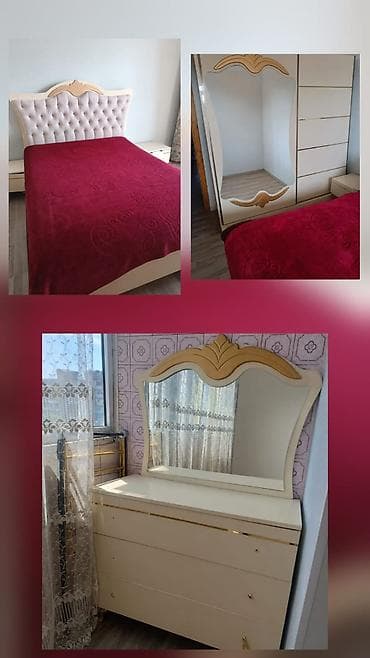 Двуспальная кровать, Шкаф, Трюмо, 2 тумбы, Б/у
