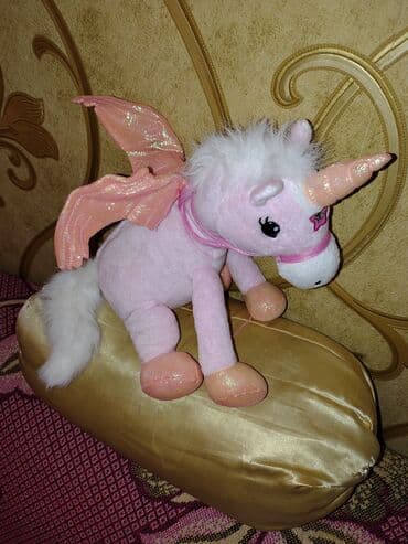 Plyuş oyuncaqlar dəsti - Çəhrayı bərq vuran buynuzlu və qanadlı