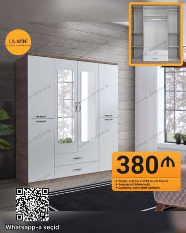 Yeni, Açılan, 4 qapılı Düz dolab, Qarderob, paltar dolabı, Azərbaycan