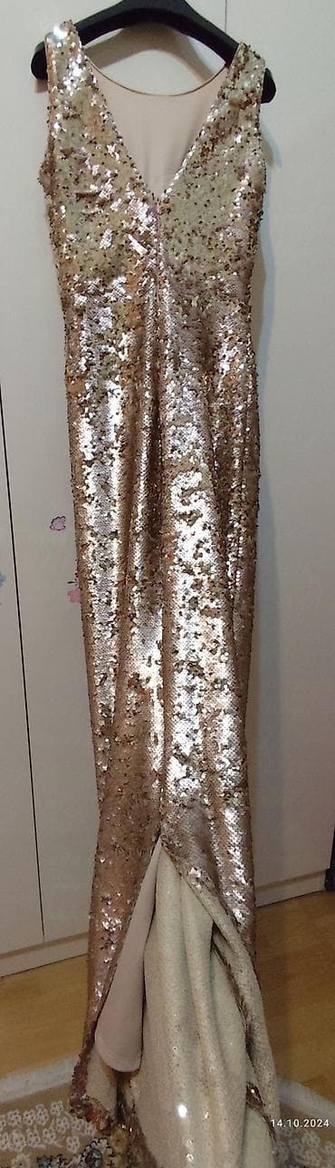 qol: Parıltılı gecə/libas paltarı - Rəng: roz qızılı (rose gold) — 2