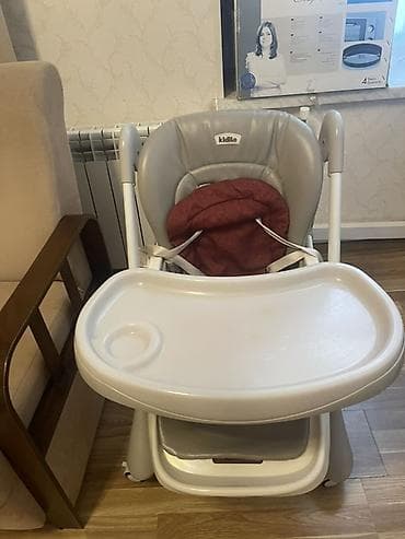 deri plas: Uşaq yemək stulu – Kidlilo - Rəng: açıq boz oturacaq, ağ süfrə, tünd — 2