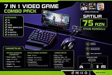 Видеоигры и приставки: 7 in 1 Video Game Combo Pack – Mouse, Klaviatura və Konvertor Dəsti — 1