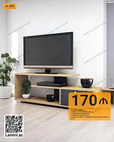 dekor ref: Televizor altlığı – La Mini (Kod: 1415) - Ölçülər: D 35 × H 50 × E — 1