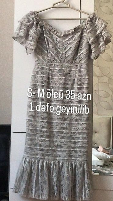 cicekli don: Boz rəngli, krujeva naxışlı qadın donu. - Ölçü: S–M (şəkildə qeyd — 1