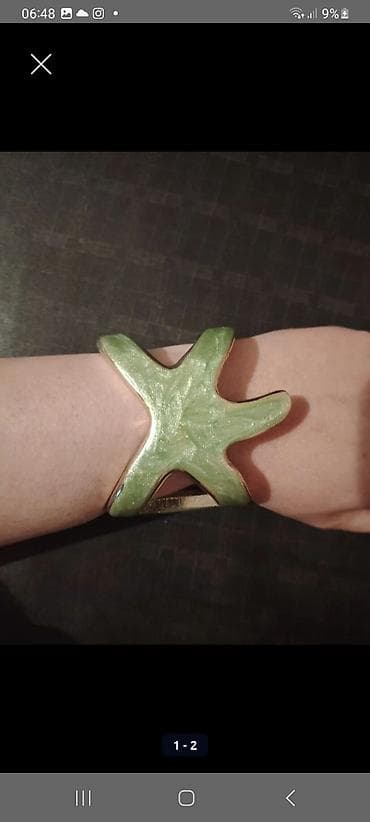 oglan ucun sepler: Yaşıl tonlarda dekorativ boyalı, disk formalı bəzək elementlərindən — 2