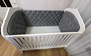 aksa generator: Uşaq beşiyi – klassik dizayn, yumşaq kapitonlu içliklə - Material: ağ — 4