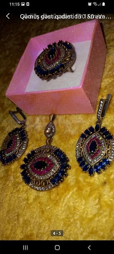 Çantalar: Dəstə daxildir: Üzük, Sırğa, Kulon, Gümüş, 925 Əyar — 1