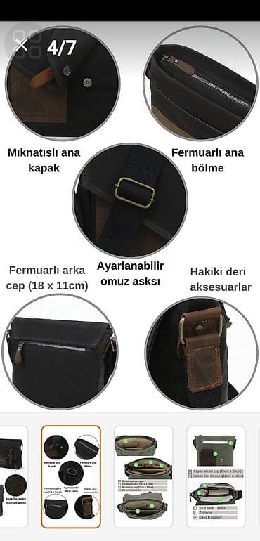 ipad 10 cu nesil: Suya davamlı mumlu kanvasdan kişi/unikseks çiyin çantası - Ölçülər — 4