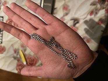 herif sepler: Gümüş rəngli metal boyunbağı zəncir - Klassik yastı/“curb” tipli — 4