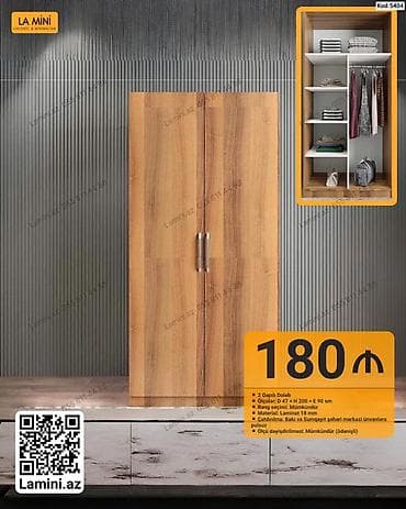 asma tavan: LA MINI – 2 qapılı dolab (Kod: 5404) - Ölçülər: E 47 × H 200 × G 90 — 1