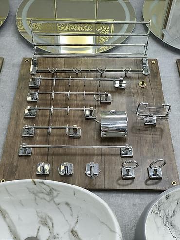 Banyo üçün xrom aksesuar dəsti - Material: paslanmayan polad/xrom