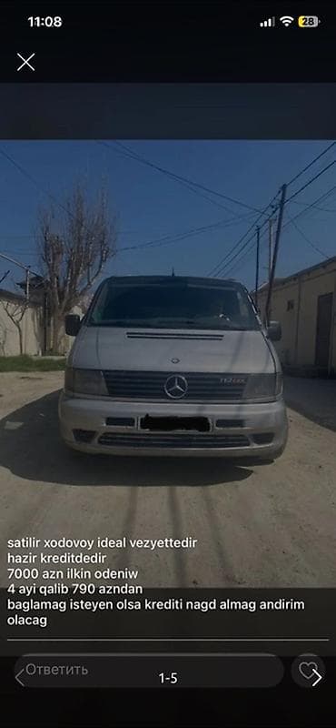 dizel qazel satilir: Mercedes-Benz Vito (TDI CDI) mikroavtobus - Gümüş rəng, şüşələr — 1