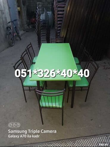 Masa və oturacaq dəstləri: Mətbəx üçün, Yeni, Açılmayan, Dördbucaq masa, 8 stul — 16