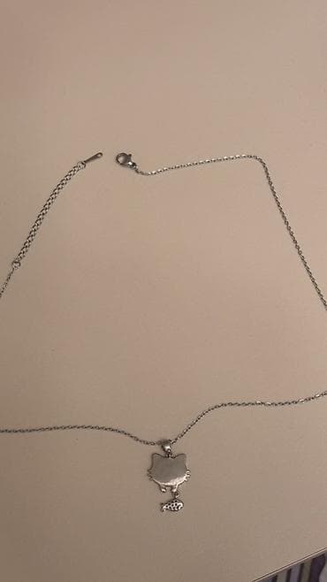 Аксессуары: Gümüş rəngli zəncirli boyunbağı – pişik başı və balıq şəklində bəzəkli — 2