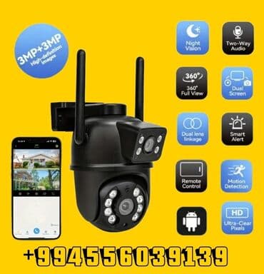 təhlükəsiz kamera: Wifi Camera 8MP Ultra HD İki Linzalı, Tam Rəngli Gecə Görüşü, PTZ, Su — 8