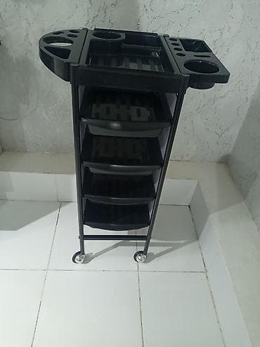 Bərbər/salon üçün çoxfunksiyalı servis arabası - Rəng: qara - — 2