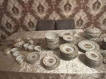 mecmeyi nedir: Nahar dəsti, rəng - Qızılı, Farfor — 1