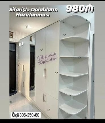 Künc dolab, Yataq otağı üçün, Paltar üçün, Açılan