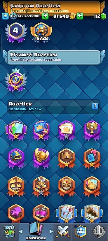 elektro akustik gitara: Clash Royale hesabı - Kral səviyyəsi: 62 - Kupa: 11 542+ - Qızıl: 91 — 10