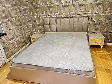 Yataq dəsti – modern dizaynlı, yumşaq başlıqlı çarpayı və uyğun