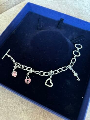 urek: Swarovski rəngli charm qolbaq - Zəncirvari qolbaq, qalın elvanqolu — 2