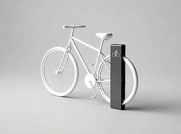 Minimalist dizaynlı velosiped dayanacağı (bike rack). Park, yaşayış