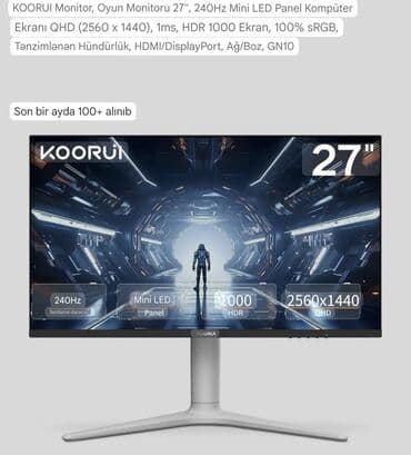 oyun monitor: Монитор KOORUI Игровой монитор 27", 240 Гц Мини- светодиодная панель - — 2