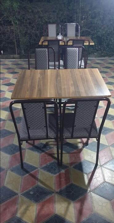 Restoran mebeli: Kafe üçün stol-stul dəsti. 7 ədəd MDF (su götürməyən, keyfiyyətli) — 3