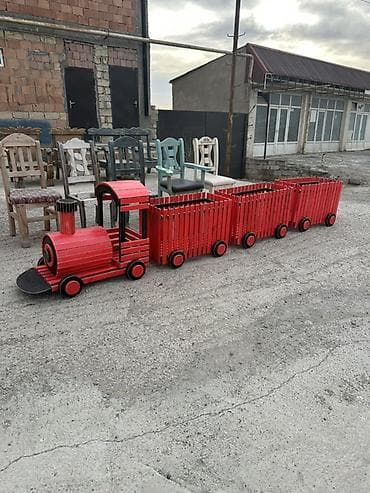 tək qravat: Uşaq meydançası üçün dekorativ taxta qatar kompozisiyası - Material — 1