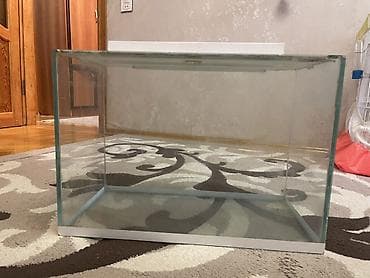 akvariu: Şüşə akvarium – üst qapaqlı - Material: qalın şəffaf şüşə, silikon — 1