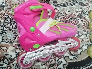 Uşaq üçün təkərli konki (inline skates) - Rəng: çəhrayı/yaşıl