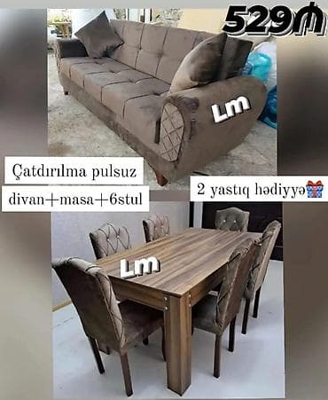 Divan + Masa Dəsti Sifarişlə hazırlanır, dəst şəklində: 529₼ Dəst lalafo.az -da Divan + Masa Dəsti Sifarişlə hazırlanır, dəst şəklində: 529₼ Dəst