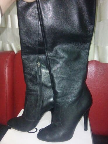 черные мужские сапоги: Ботфорты, Nine West, Размер: 37, цвет - Черный, Б/у — 5