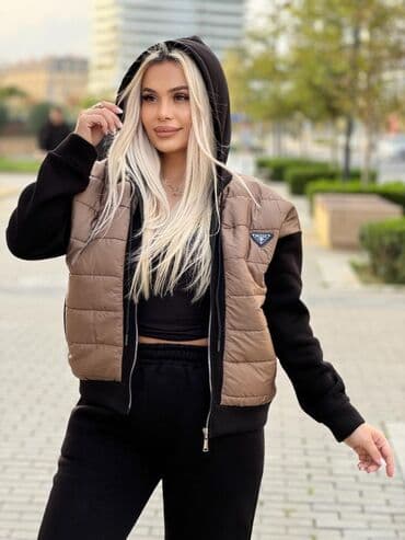 Digər qadın geyimləri: Qadın sport dəsti – kapşonlu, fermuarlı üst və şalvar -Razmer: s m — 10