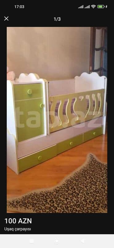 yumru transformer çarpayı: Oğlan və qız üçün, İşlənmiş, Dördbucaq, Beşik, Matras ilə, Yellənmə mexanizm ilə — 1