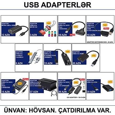 komputer setup: Adapterlər/Konverterlər (Çeviricilər) 📍Ünvan: Bakı şəh, Suraxanı ray — 3