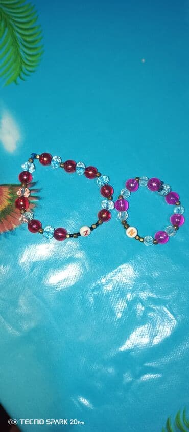 Uşaq üçün boncuk bilərziklər - Material: akril boncuklar, şəffaf