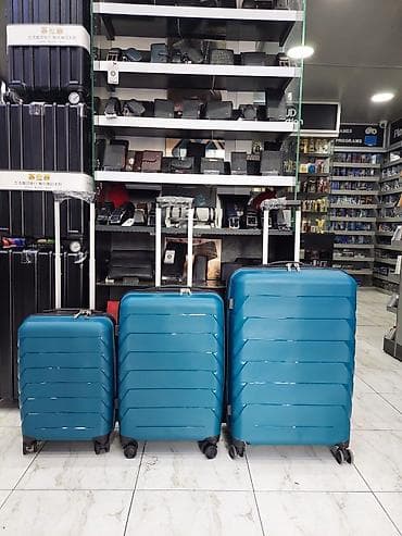 Səyahət çamadan dəsti – 3 ölçü - Rəng: mavi-aqua - Korpus: sərt