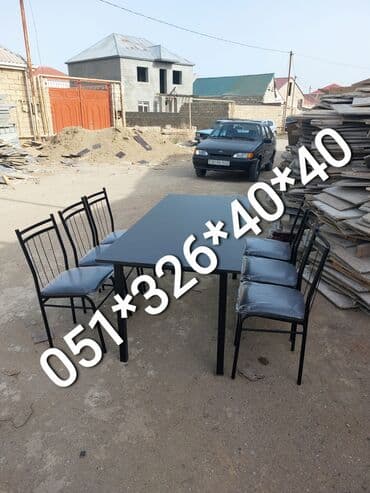 Masa və oturacaq dəstləri: Qonaq otağı üçün, Yeni, Açılan, Dördbucaq masa, 4 stul — 27