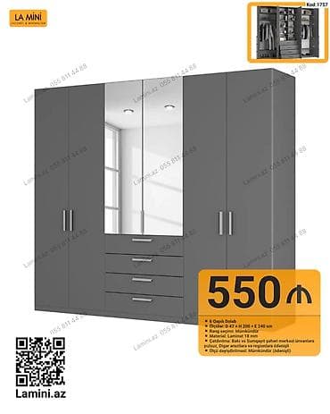 bal: 6 qapılı dolab – LA MINI (Kod: 1757) - Ölçülər: D 47 × H 200 × E 240 — 1