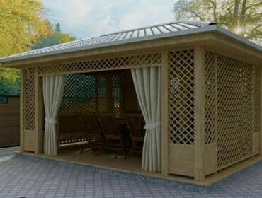 jaluzi perde: Bağ üçün dekorativ ağacdan hazırlanmış besedkalar - Material — 3