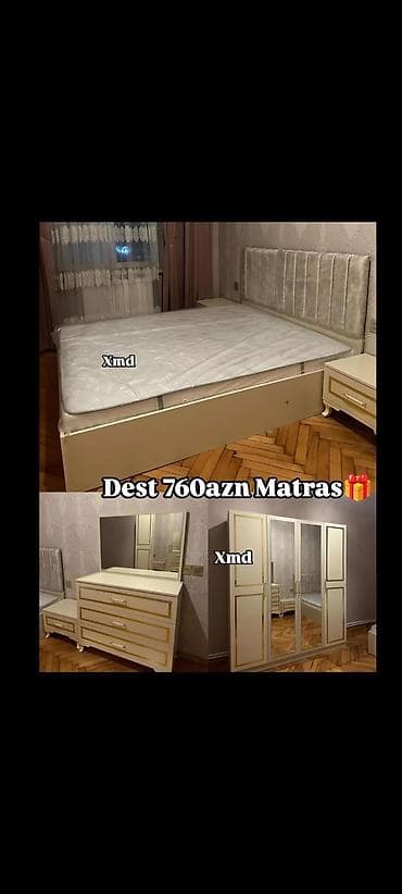 tek dolablar: Yataq otağı mebel dəstləri 1) Dəst – 760 AZN (Matras hədiyyə) - — 2