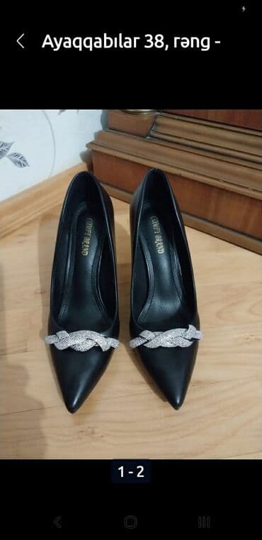 derihan ayakkabı: Tuflilər, Ölçü: 38, rəng - Qara, İşlənmiş — 1
